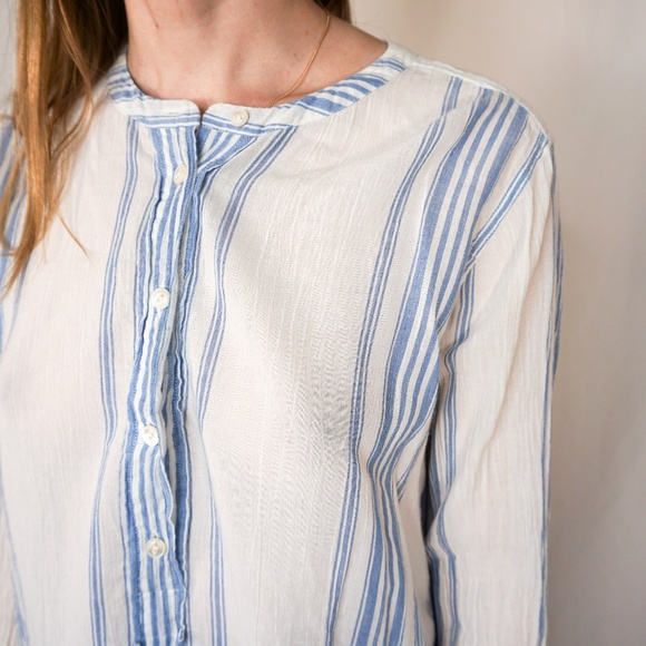 J. CREW Collarless Popover Seashore Stripped Top - Picture 7 of 7